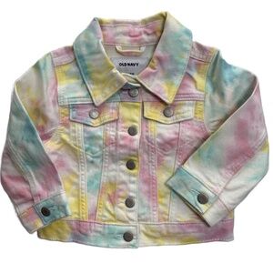 Toddler Girl's Denim Jean Jacket - Pastel Colours - Size 12-18M - Old Navy - NWT